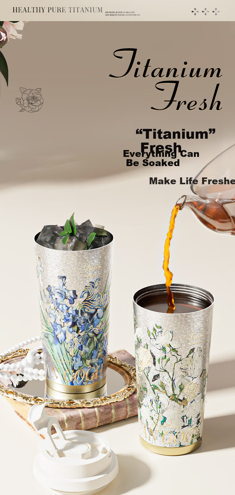 Big Car Titanium Insulated Cup Pure Titanium Thermos Outdoor Portable Coffee Mug Double Drink Cup for Men and Women Student Gift Box Set Gift for Girlfriend 4