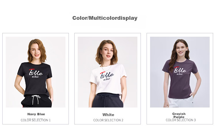 ELLE ACTIVE Fashion Versatile Antibacterial Short Sleeve T-Shirt Women Slim Fit High Cotton Content Summer New Round Neck Top Navy Blue XL 6