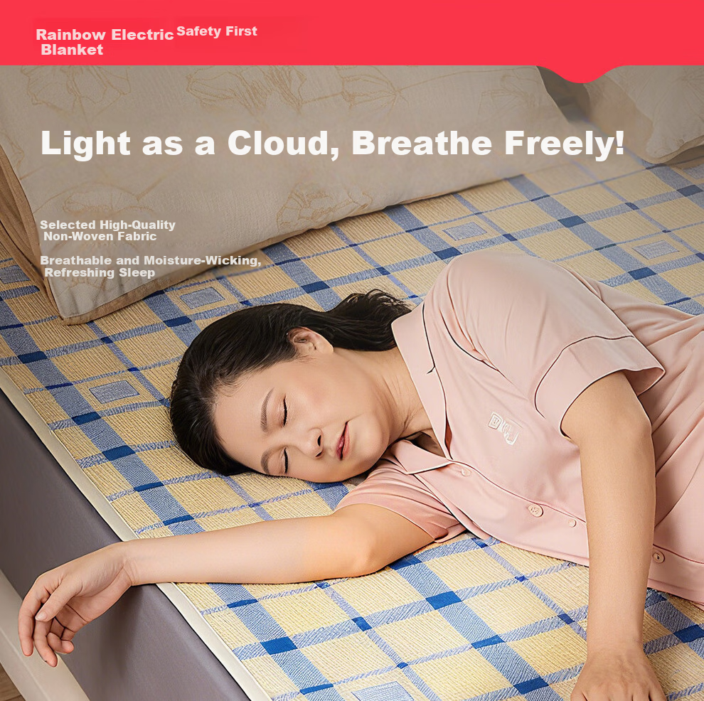 Rainbow High-Temperature Power-Off Warm Dream Single-Person Electric Blanket with Four-Level Control 1.5*0.7m 14