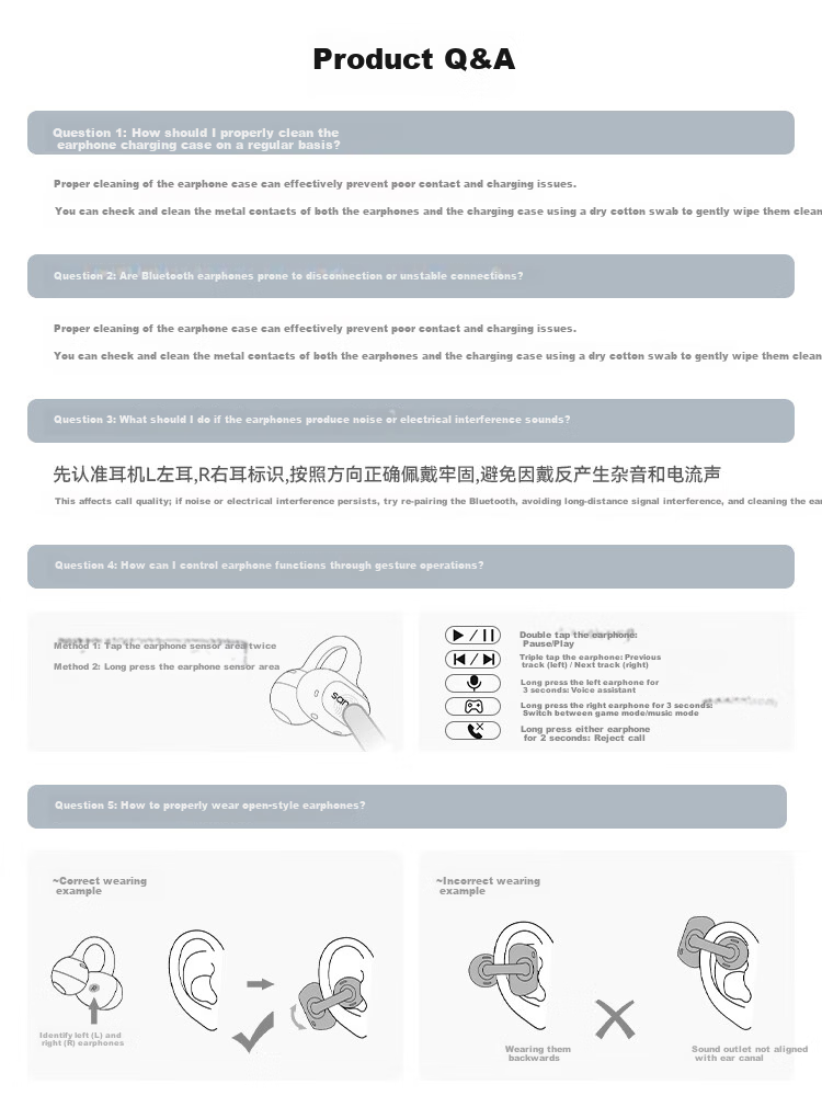 SANAG Sena S8S Ultra Ear Clip Bluetooth Headphones Bone Conduction Open-Style AI Sports Earphones Compatible with Apple Xiaomi White 21