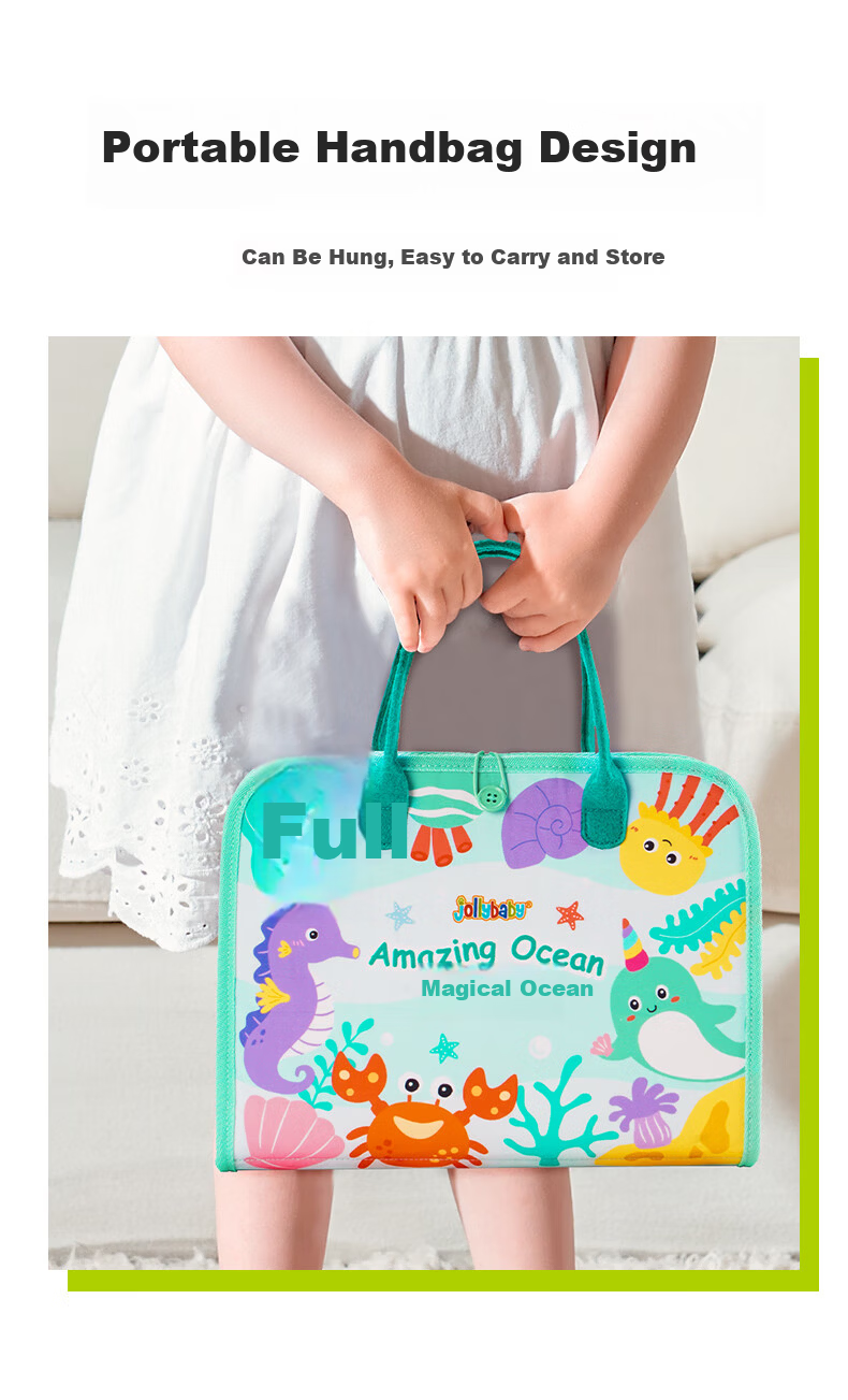 Jollybaby Tear-Resistant Baby Cloth Book with Velcro, Chewable and Durable, Early Education for 0-1 Year Olds, Fun Amusement Park Theme 5