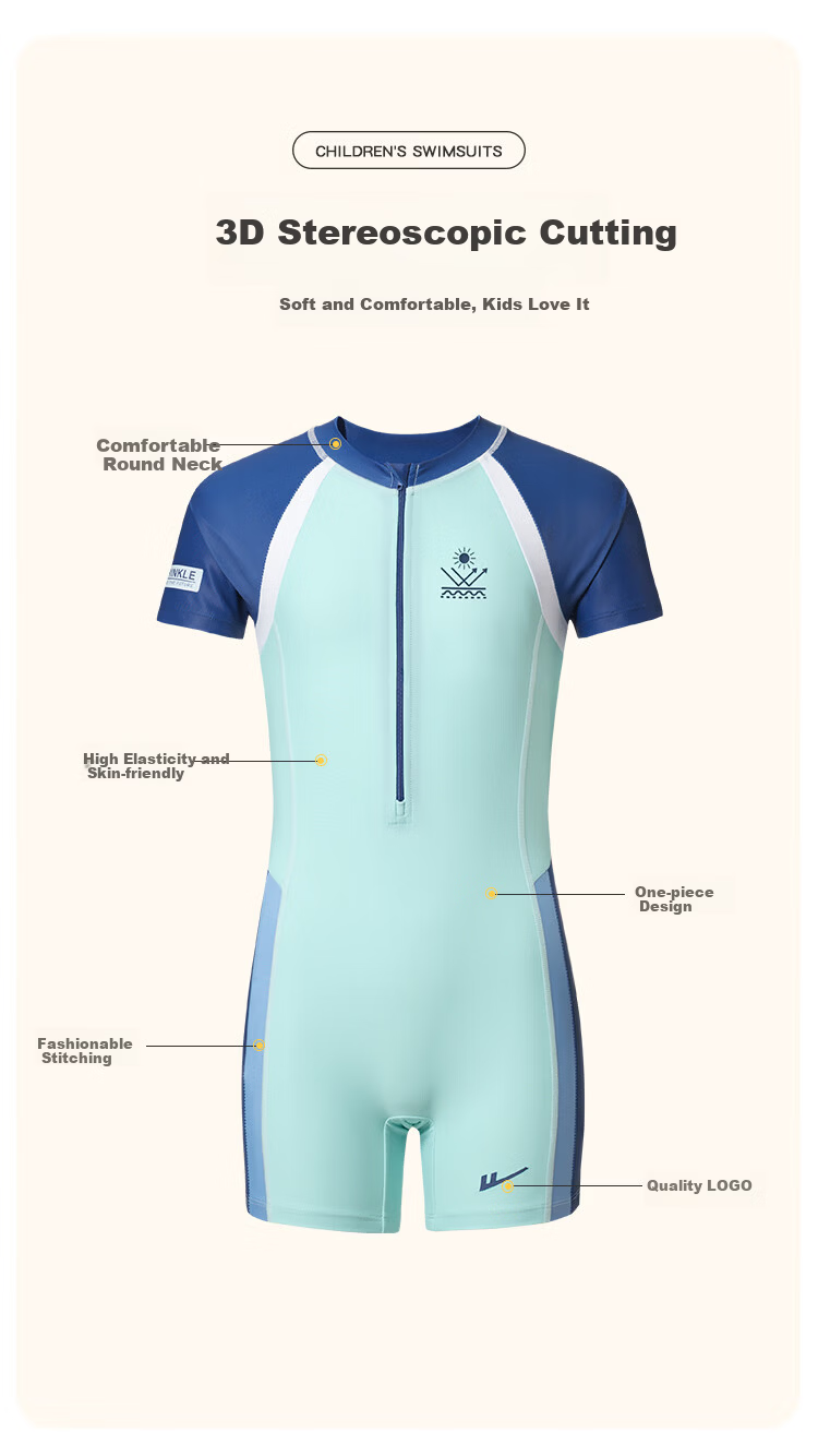 Warrior New Kids Boys Professional Training One-Piece Swimsuit Large Children 36242H2K Blue Size 145 3