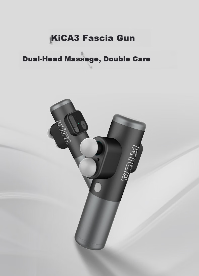 KICA K3 Professional Dual-Head Fascia Gun Muscle Massager Smart Fitness Training Neck Fascia Device Mini Silent Home Use Advanced Gray 1