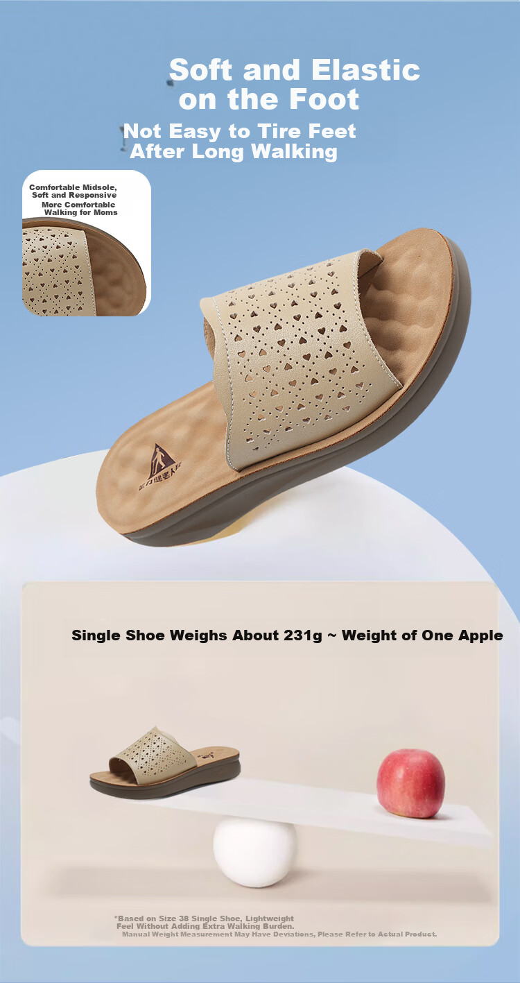 Zulijian Elderly Shoes [520 Gift for Mom] Summer Women's Breathable Slippers Mom Shoes 6124K Apricot Color Size 39 2
