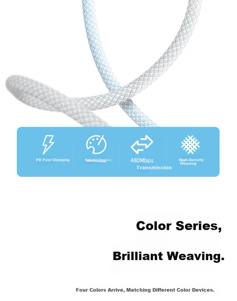 Apple PD30W Fast Charging Cable for iPhone 14/13/12/8, Type-C to Lightning Braided Cable, 1m White, Compatible with iPad and Car Use 2