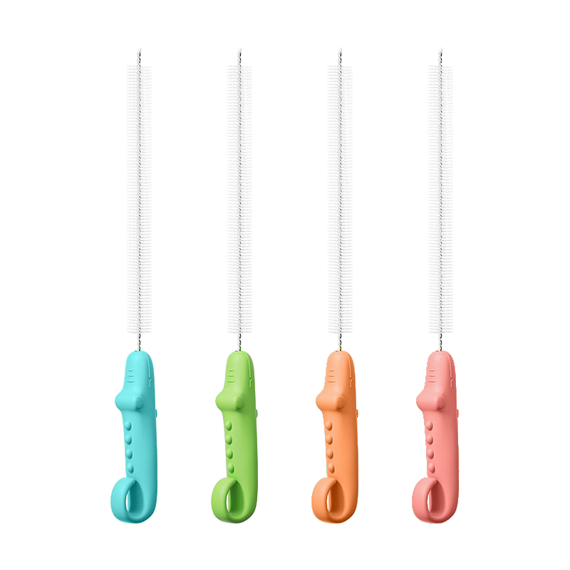Jiebi Baby Bottle Straw Brush Long Handle Tea Cup Brush Insulated Cup Spout Brush Lid Small Brush 4-Pack