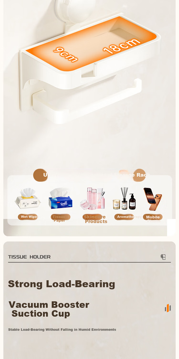 Xinpei Toilet Paper Holder, No Drilling Required, Bathroom Roll Dispenser, Hotel Commercial Space Aluminum Tissue Box, Bathroom Storage Rack 4
