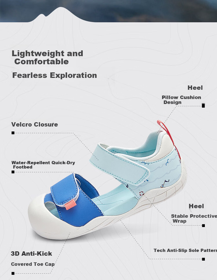Balabala Kids Steady Shoes Boys Girls Sandals 2026 Summer New Breathable Closed-Toe Walking Shoes Colorblock Non-Slip 3