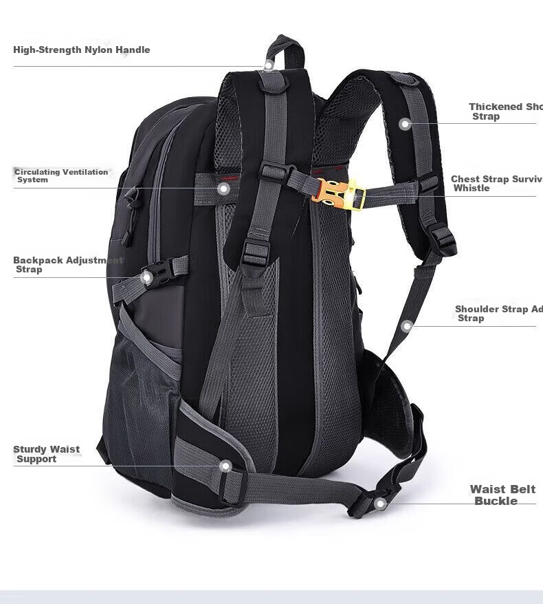 JEEP Outdoor Hiking Backpack Professional Multifunctional Sports Bag Large Capacity Lightweight Water-Resistant Travel Bag for Men 12