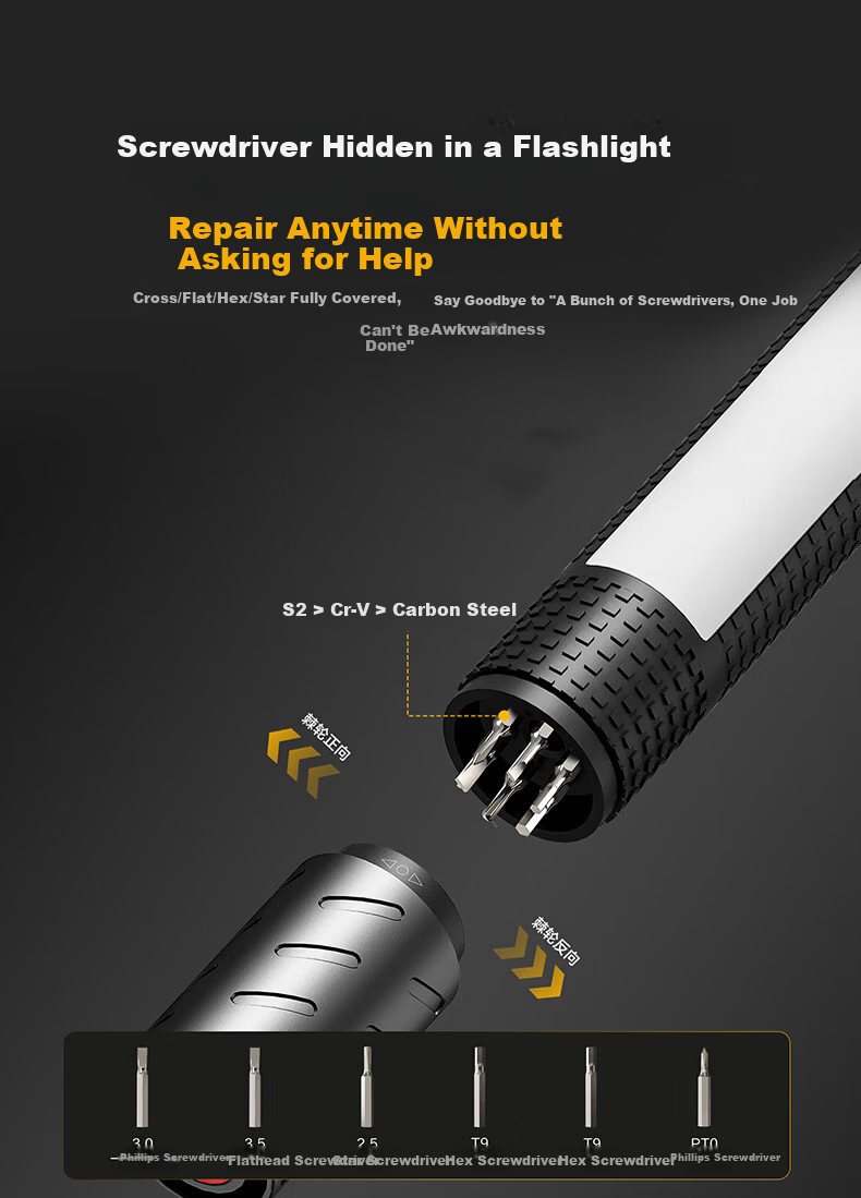 Deli Multifunctional Flashlight Safety Hammer with Hidden Cutter and Warning Light 5-in-1 Compatible with Xiaomi SU7 12