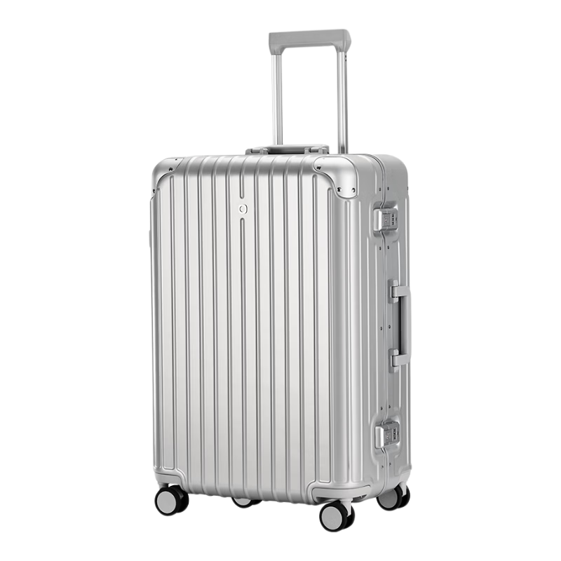 JD Jingzao "Interstellar" Slim Aluminum Frame Luggage Large Capacity Carry-On Durable High-Value Frost Moon Silver 24 Inch Trolley Case