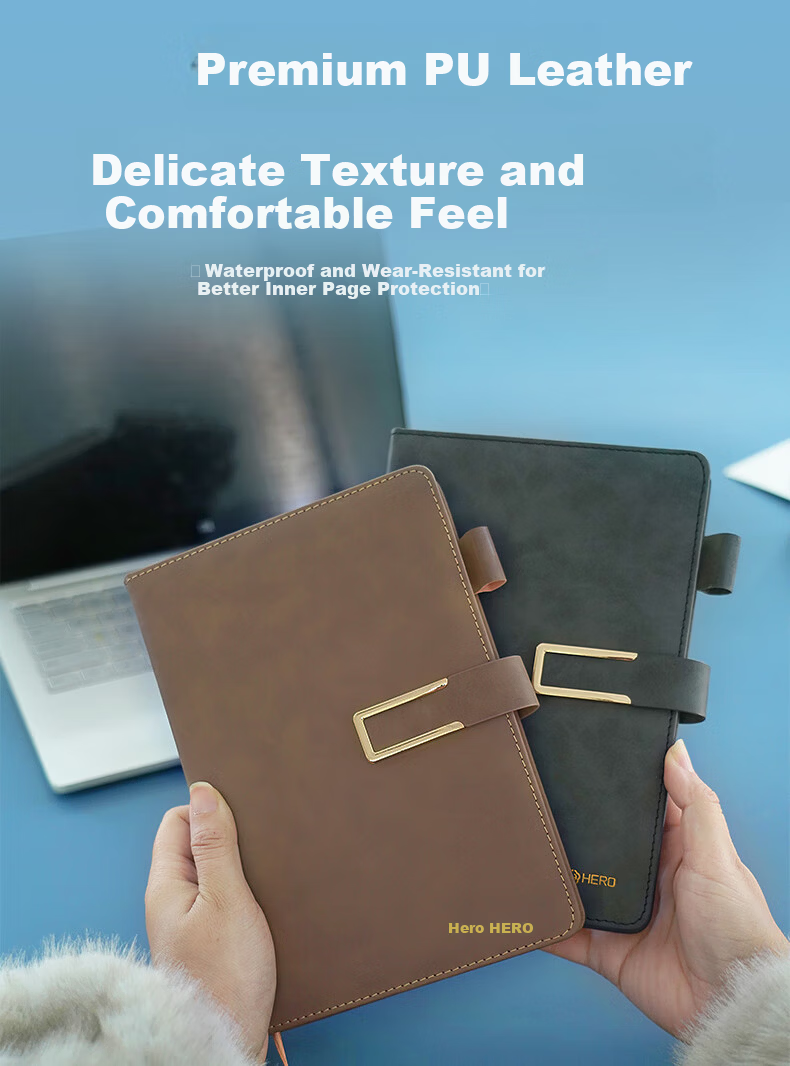 HERO A5 Business Notebook Thickened Hard Cover Soft Leather Simple High-End Gift Meeting Portable Office Stationery Lined Tearable Diary Journal Binder 4