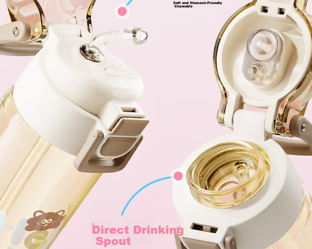 Fuguang Kids Straw Cup Girls Summer PPSU Plastic Water Bottle Dual Drinking Cup Student High-Value Large Capacity Sports Water Bottle 9
