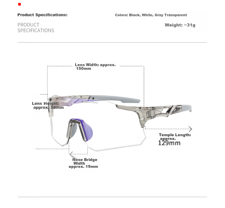 Peak Cycling Glasses Unisex Day and Night Photochromic Outdoor Riding Mountaineering Windproof Goggles Color-Changing Gray Frame 12
