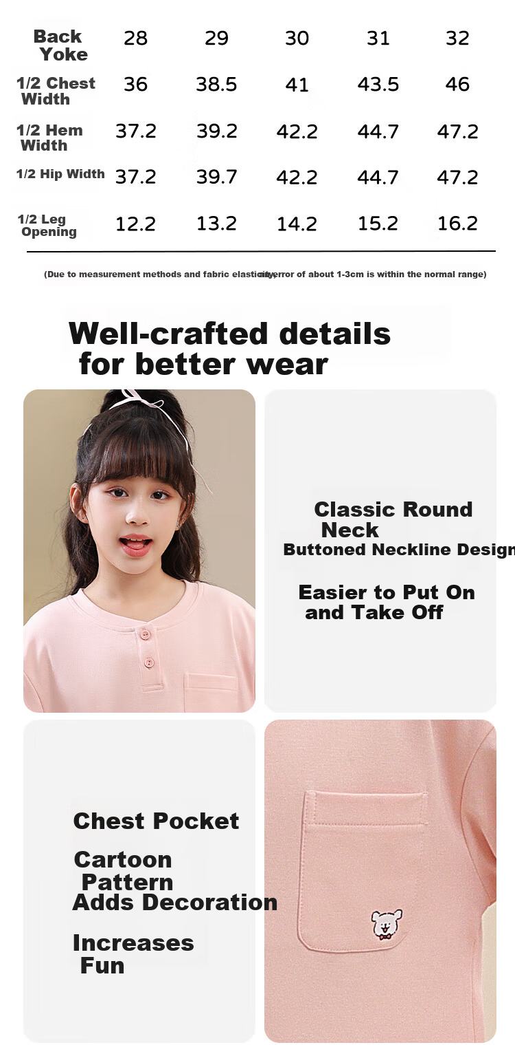 MiiOW Kids Pajamas Girls 40S Cotton 5A Antibacterial Homewear Set Half-Open Collar Long Sleeve Light Gray Green 140cm 5