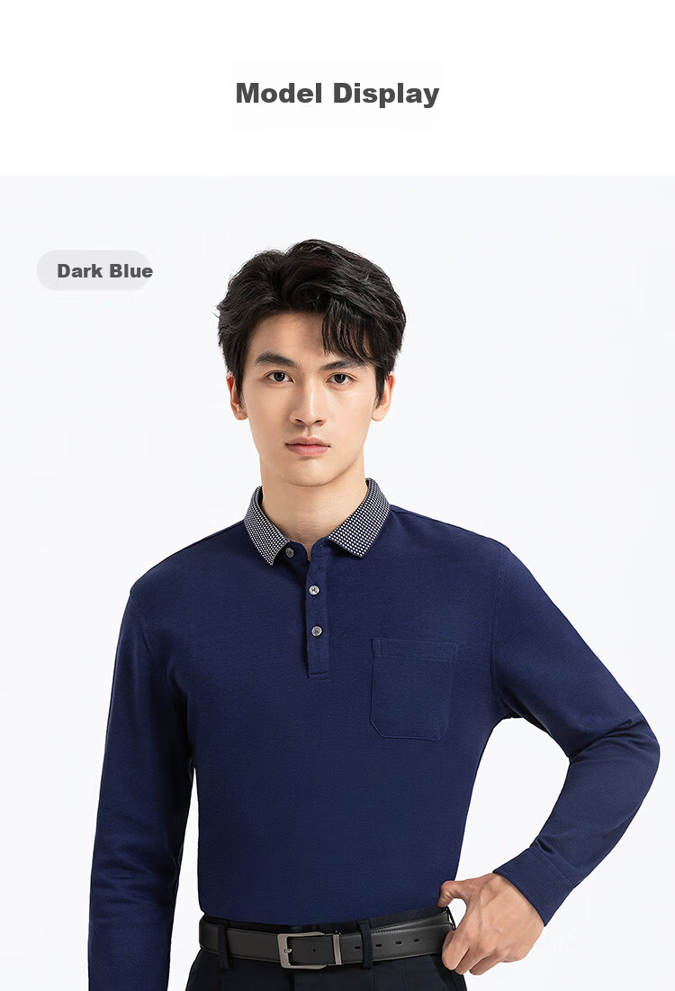 Langdeng Men's Long Sleeve Polo Shirt Langdeng Spring Autumn New Business Casual Modal Blend Polo Shirt Middle-aged Dad Style 11