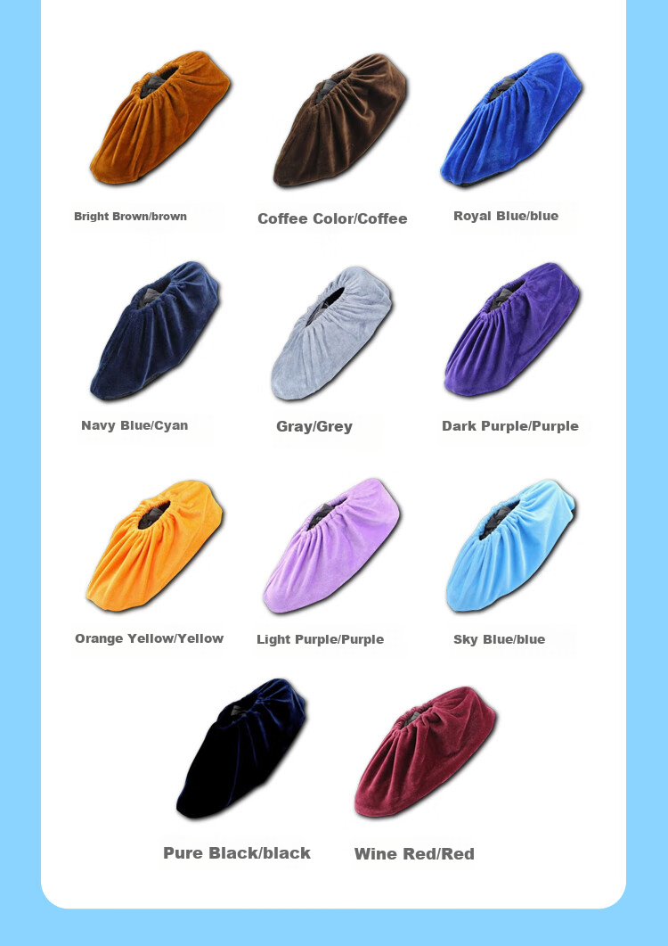 Beifute Velvet Shoe Covers Thickened Wear-Resistant Non-Slip Reusable Dustproof Shoe Covers Computer Room Special Student Fabric Foot Covers [Next Day Delivery] Bright Brown Velvet Shoe Covers 5 Pairs 11