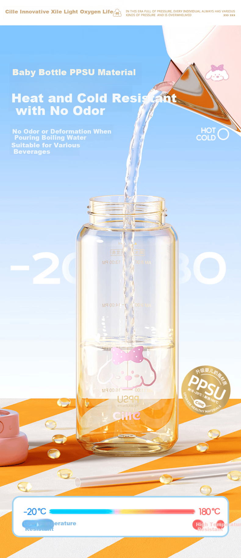 Cille Large Capacity PPSU Health Material Straw Cup Baby Bottle Grade Student School Sports Direct Drinking Cup 6