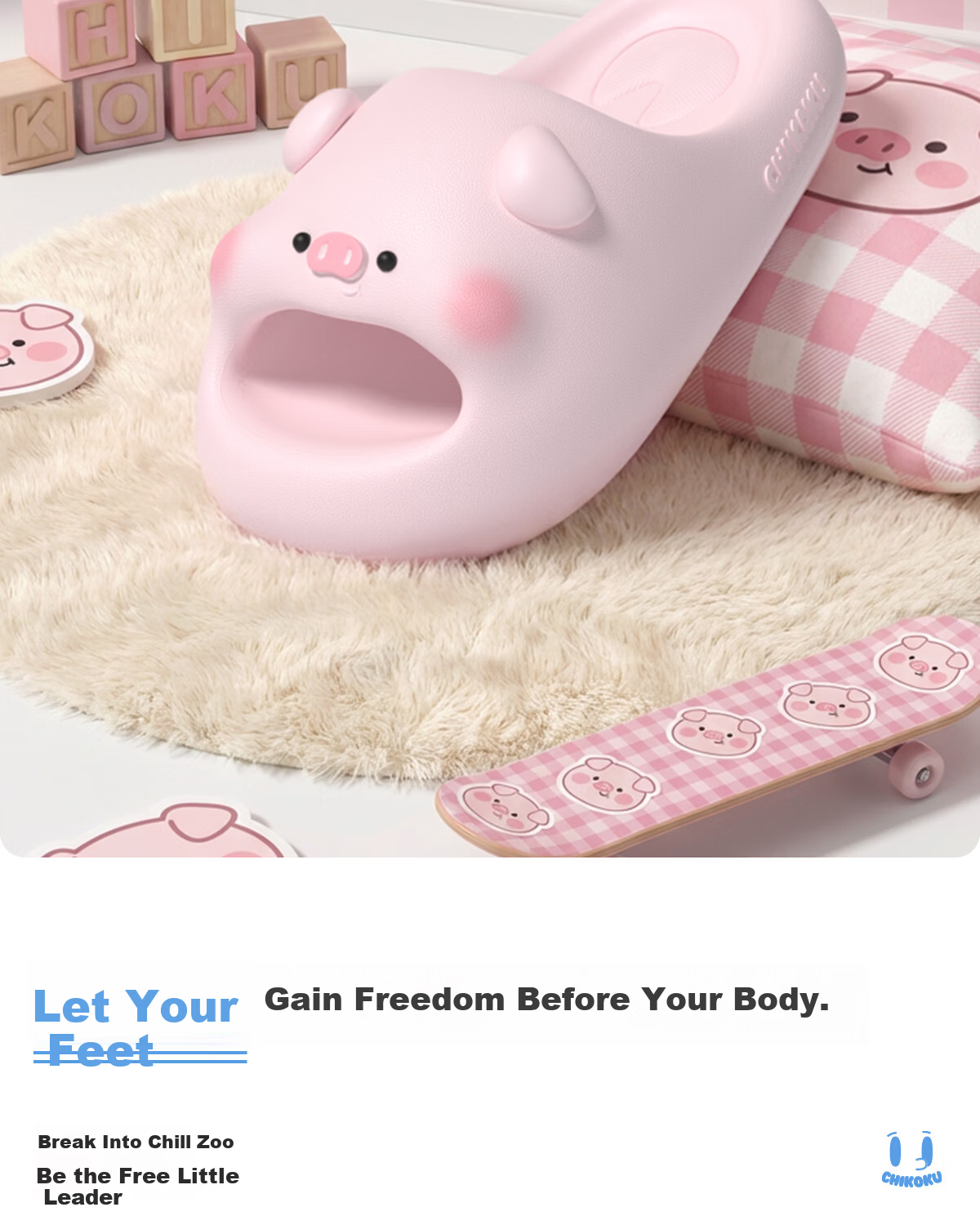 Chikoku Cute Pink Pig Cartoon Slippers Women Summer Home Thick Sole Non-Slip Couple Outdoor Sandals Men 2