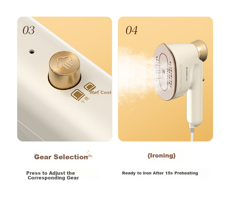 CHIGO Handheld Garment Steamer Electric Iron Home Use 45g/min High-Pressure Large Steam 150ml Water Tank Travel Portable Small Clothes Steamer Ironing Machine Gift 8063 12