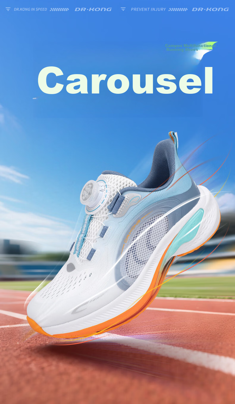 DR·KONG Sports Shoes Spring Boys and Girls School Children Running Shoes 2C10B2005BM White/Blue Size 35 1