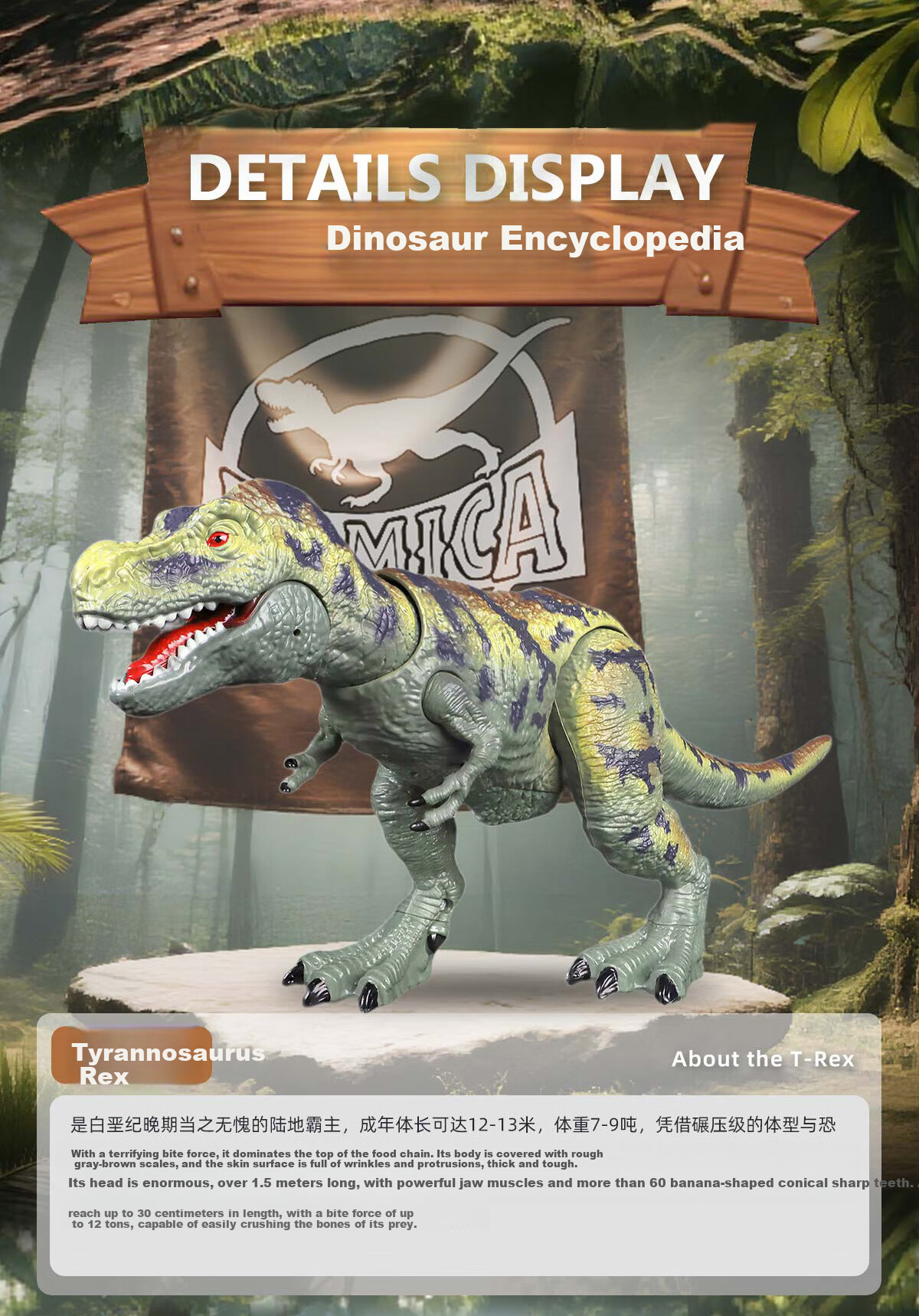 Bameika Large Intelligent Sound-Making Dinosaur Model Toy Realistic Jurassic Animal South Giant Beast Drago 3