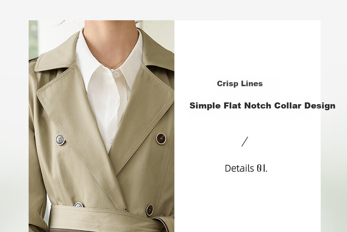 Chushen Spring And Autumn Double-Breasted Windbreaker for Women, Mid-Length, Elegant Classic H-Type Waist-Cinching Slimming Coat S51D003 6