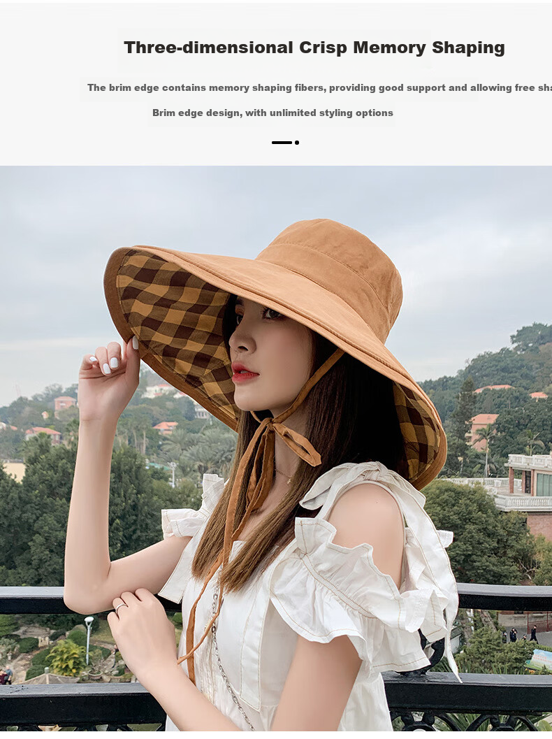 Jian Cai Summer Sunshade Bucket Hat for Women, Wide Brim Double-Sided Wear Face-Covering Beach Sun Hat, Perfect Sun Protection Gift for Girlfriend 3