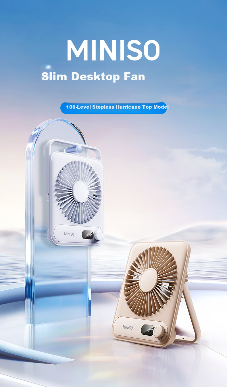 MINISO Mini USB Rechargeable Desktop Fan Ultra-thin Foldable Portable Quiet Energy-saving Small Office Fan 10