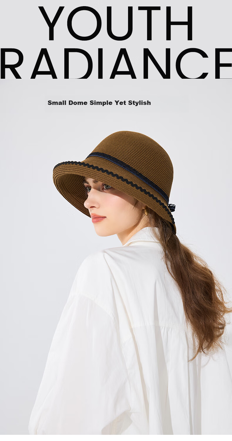 FANCET Women's Straw Hat Spring Summer French Style Rolled Brim Sun Hat UV Protection Beach Vacation Sun Hat 1
