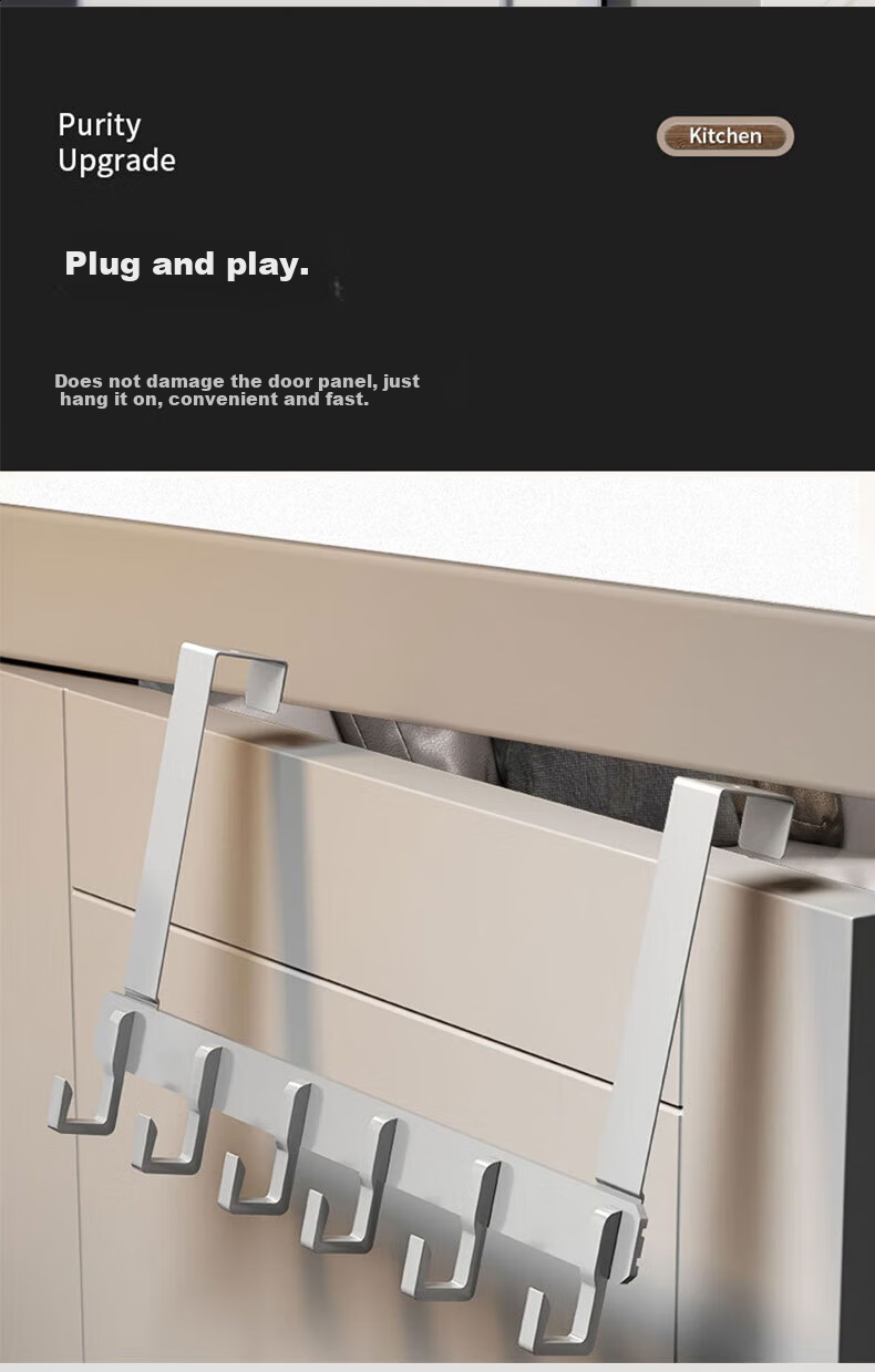 Xinpei Space Aluminum Over Door Hook Hanger Bedroom Door No Drilling Back Door Bathroom Storage Rack 6
