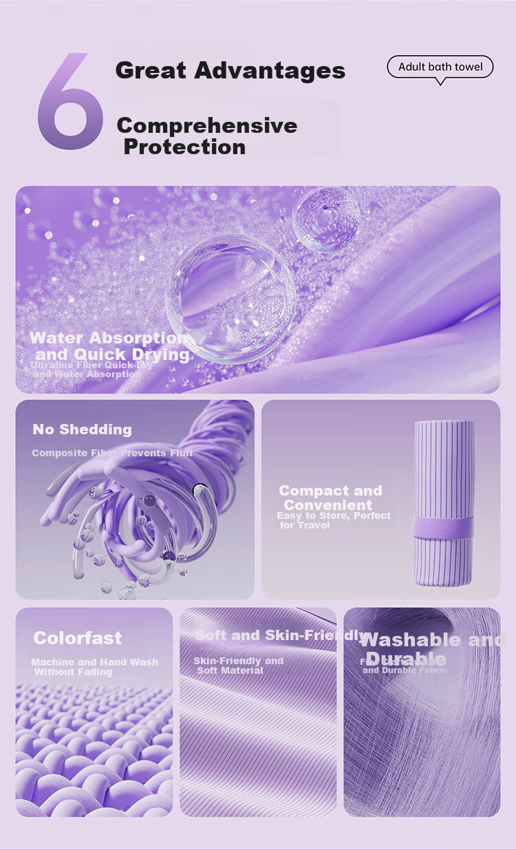 Disney Quick-Dry Bath Towel Swimming Towel Beach Shawl for Adults Women Sports Portable Spa Robe D96100 Light Purple 2