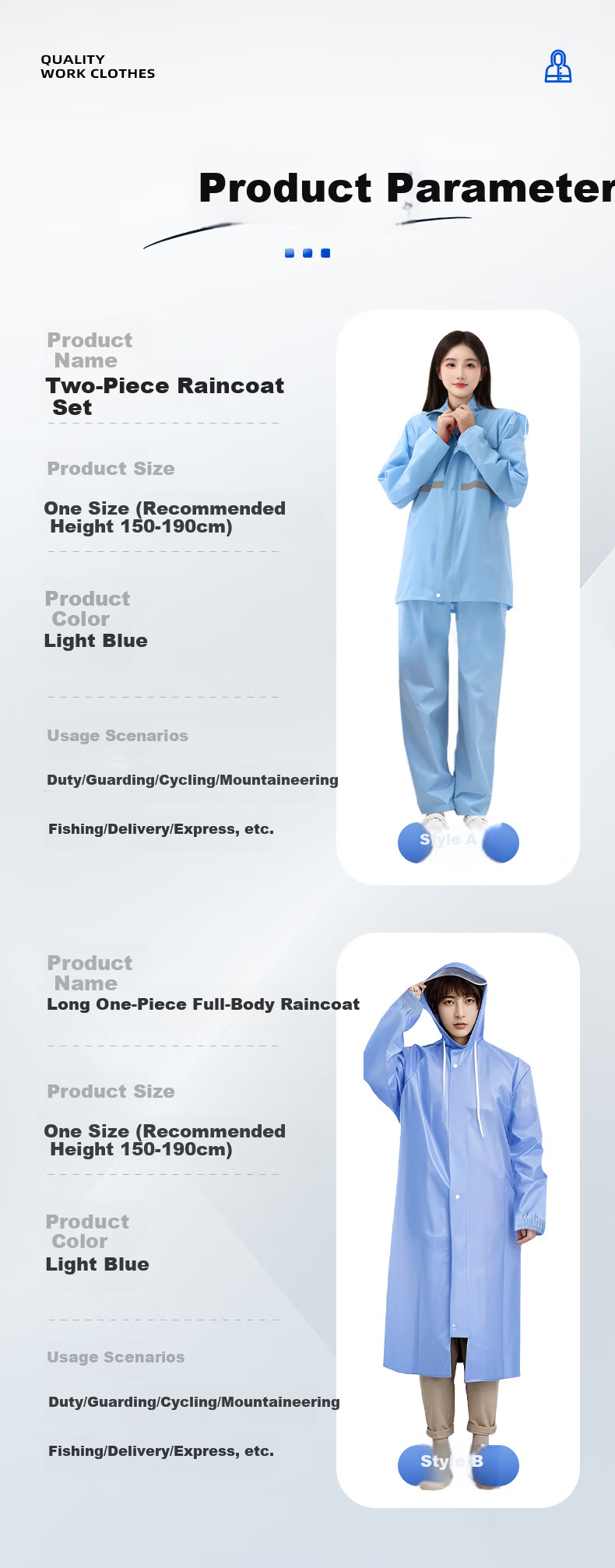 Leyoubaiyi Adult Long Hooded Raincoat with Brim, Security Outdoor Construction Site Safety Reflective Rainwear 10