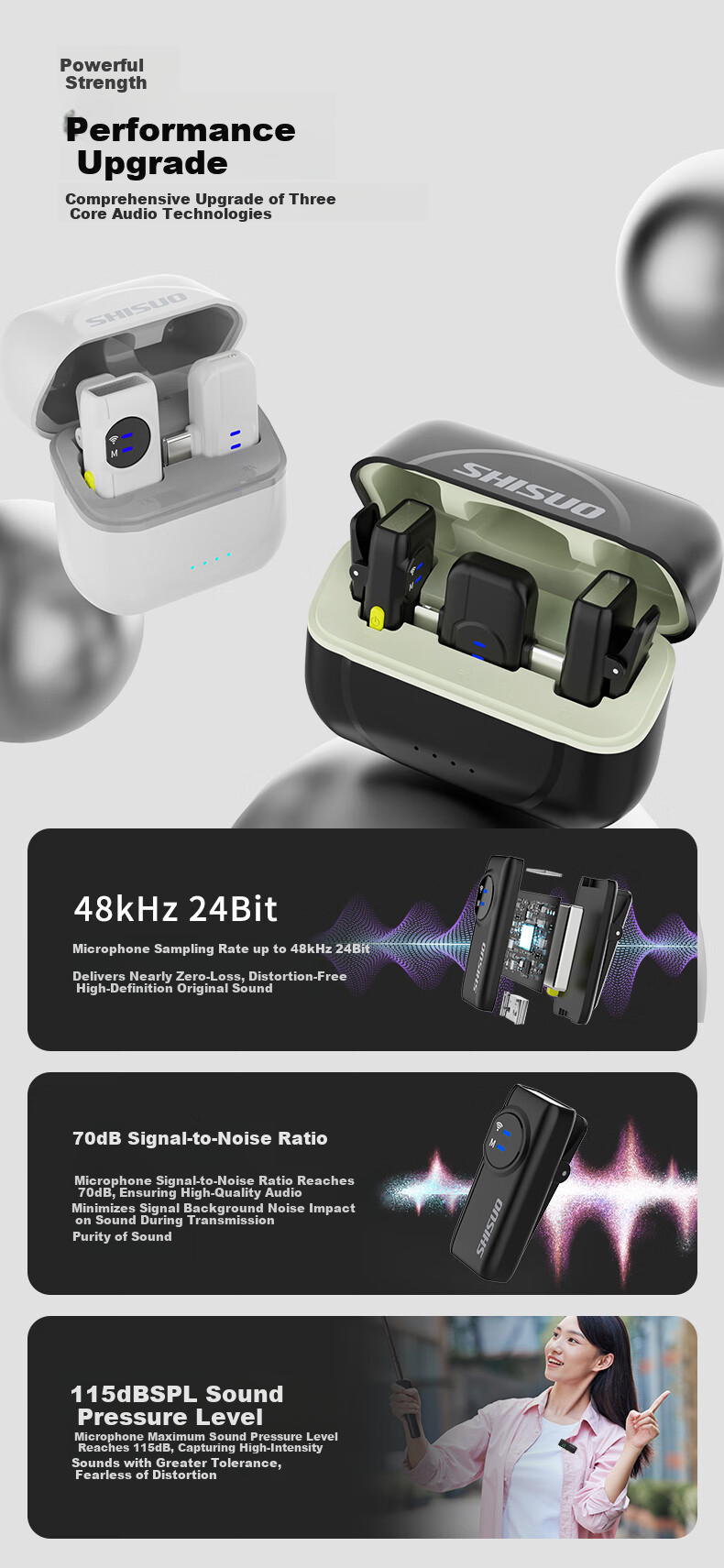 SHISUO A5 Wireless Lavalier Microphone for Live Streaming, Mobile, Computer, Camera, Recording, Outdoor Interview, Noise Reduction, TikTok Karaoke, Short Video Shooting, Multiple Versions Available 4