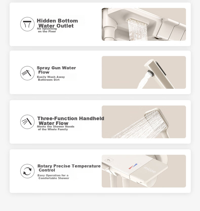 Micoe Four Seasons Shower Set A118 Three-Function High-Pressure Shower Head Bathroom Shower Kit 10