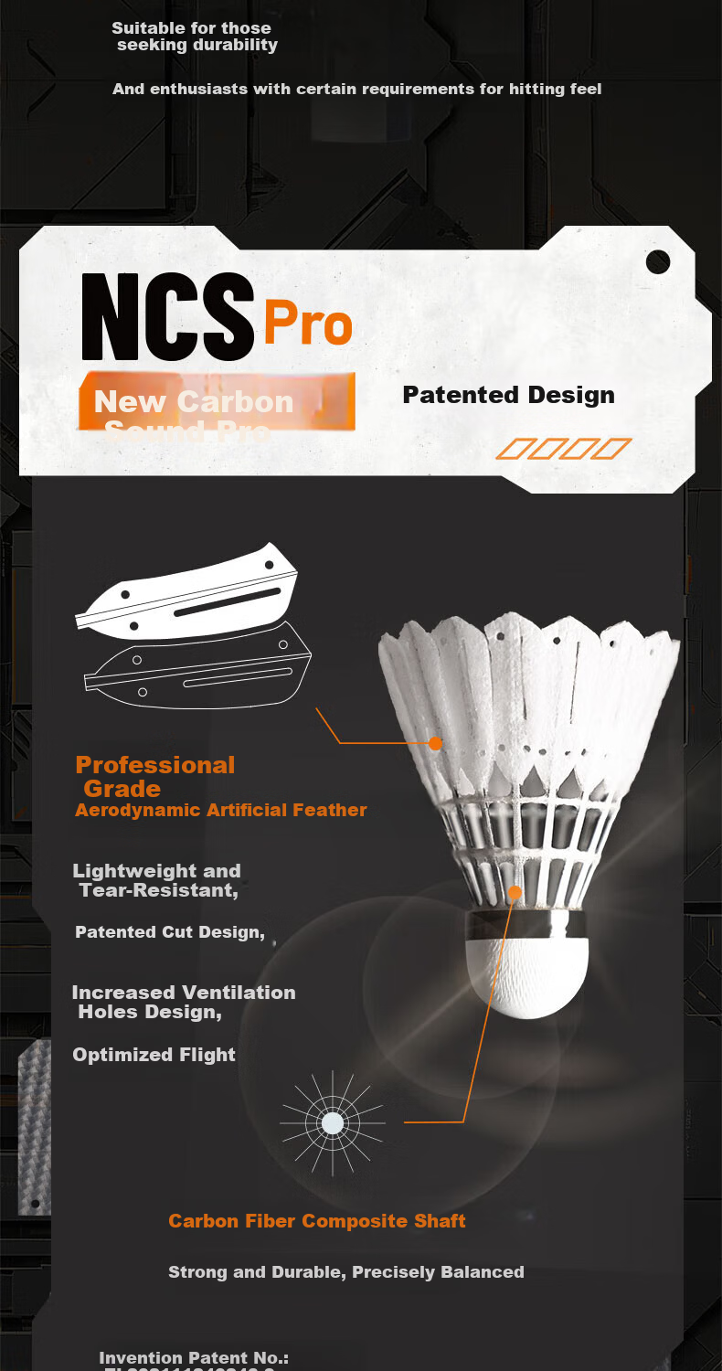 VICTOR NCS Pro 76 Speed Synthetic Feather Badminton Shuttlecock Competition Grade Indoor Outdoor Durable Stable 3