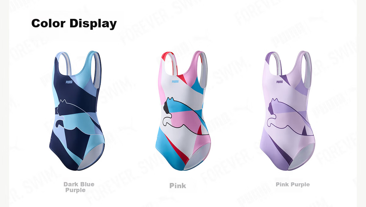 PUMA Kids Girls One-Piece Professional Training Racing Swimsuit for Swimming Pool 25