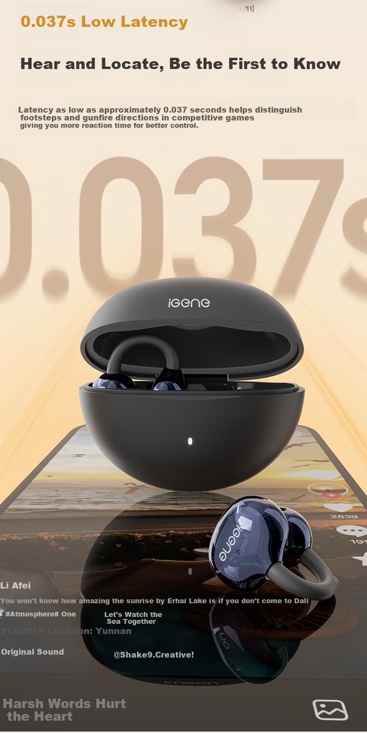 JiYin [Exquisite Fully Equipped 48 Hours] 6.0 Bluetooth Clip-On Earphones Music Sports Running Long Battery Life Open Non-In-Ear Bone Conduction Concept Ear Hook New Model Jinbang 11