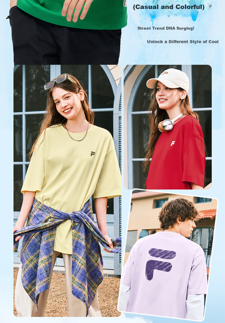 FILA FUSION Fashion Brand Zhang Hao Couple Knit Short Sleeve Shirt 2026 Spring Casual Loose Pure Cotton T-Shirt 7