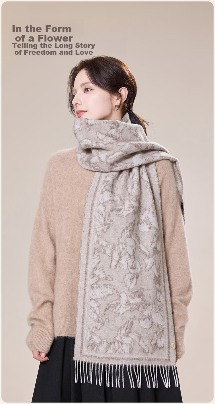 JIUMU Women's Sheep Wool Scarf Autumn Winter Warm Shawl Gift Box for Mother's Day Birthday 7