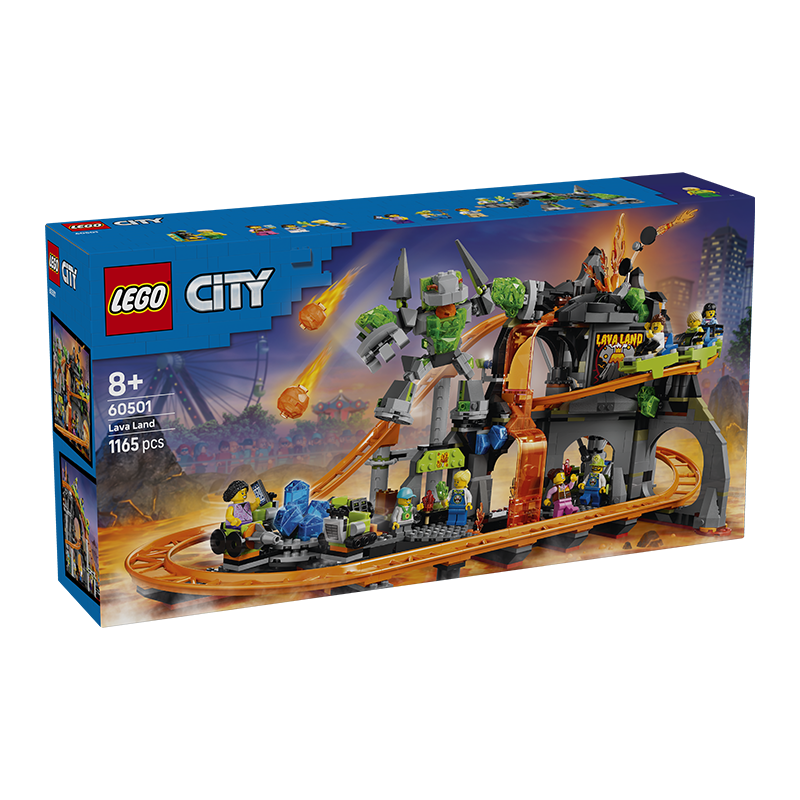 LEGO City Blocks 60501 Lava Roller Coaster Theme Park Kids Toy Birthday Gift Display