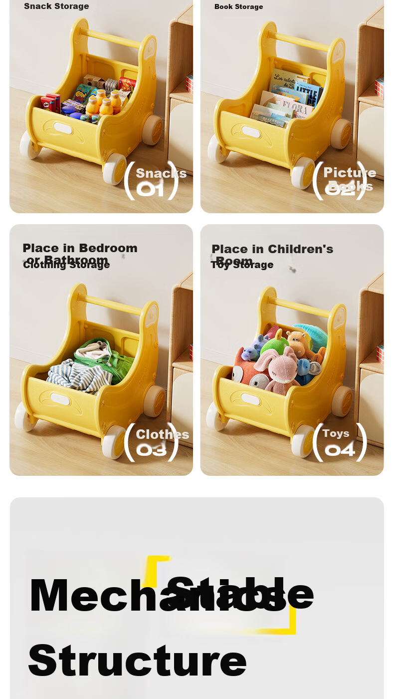 Yuchenle Baby Storage Walker Push Toy Multifunctional Walking Aid Infant First Birthday Gift 4