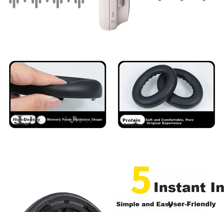 ESCASE Replacement Ear Pads for Bose QC Ultra QuietComfort Noise Cancelling Headphones Over-Ear Cushions with Storage Case Black Pair 5