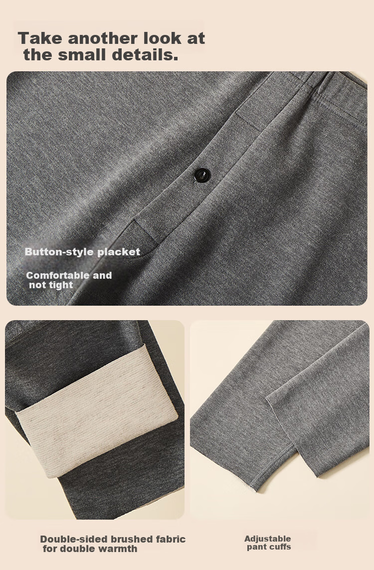 MiiOW [Wool Silk] Men's Autumn Long Johns, Thermal Underwear for Men, Fleece-Lined Thick Antibacterial Warm Base Layer Pants, Lining Pants 14