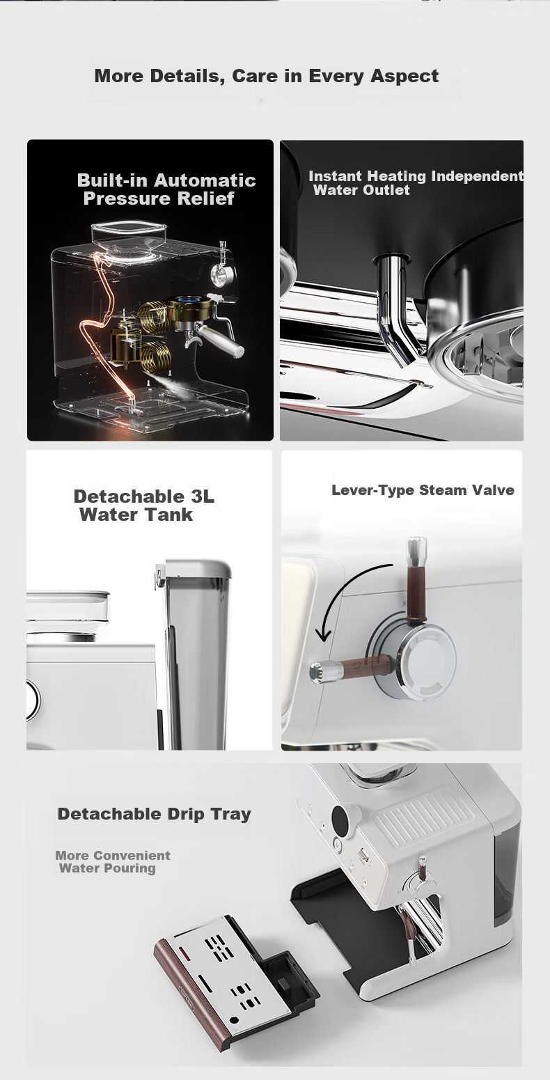 Lumo Cloud Eye Hot and Cold Dual Extraction Coffee Machine Home Mike Small Smart LCD Screen Dual Heating Semi-Automatic Italian Grinder Integrated Milk Frother Espresso Americano Coffee Maker 16