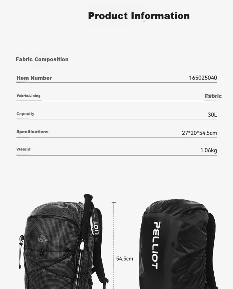 Pelliot Yun Chuan Outdoor Mountaineering Backpack Hiking Professional Travel Lightweight Men's Double Shoulder Bag 165025040 Blue 8