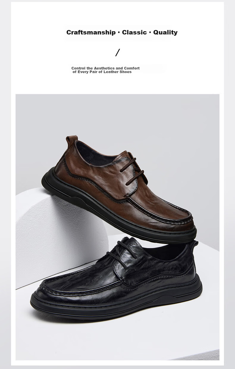 CAMEL Leather Lace-up Business Derby Shoes for Men P16S155008 Black Size 40 Father's Day 2