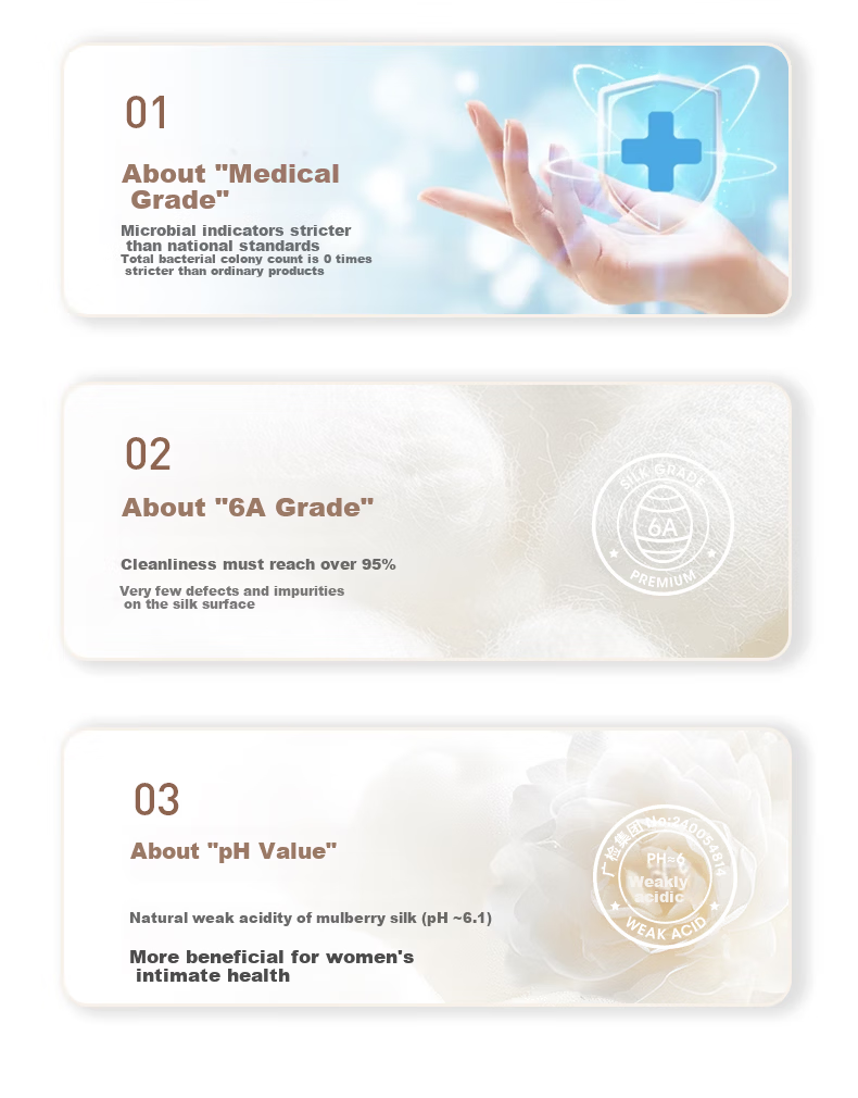 Eve's Kiss Medical-Grade Seamless Sanitary Pads 100% Mulberry Silk Sensitive Skin Strong Absorption Day and Night Use Leak-Proof 290mm 5pcs 6