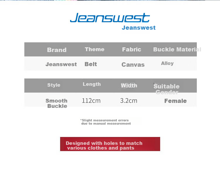 JEANSWEST Colorful Canvas Belt Trendy Versatile Fashion Decorative Ins Double Ring Student Military Training Leather Belt for Jeans 4