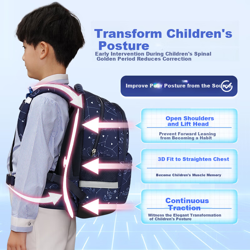 DR·KONG Primary School Backpack for Grades 1-3, Ergonomic Spine Protection, Large Capacity Lightweight Kids Shoulder Bag, New Children's Gift Backpack